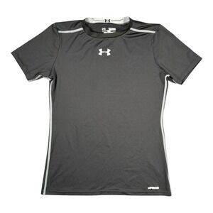 Under Armour Mens Heatgear Fitted T‎ Shirt Gray YXL Athletic Performance